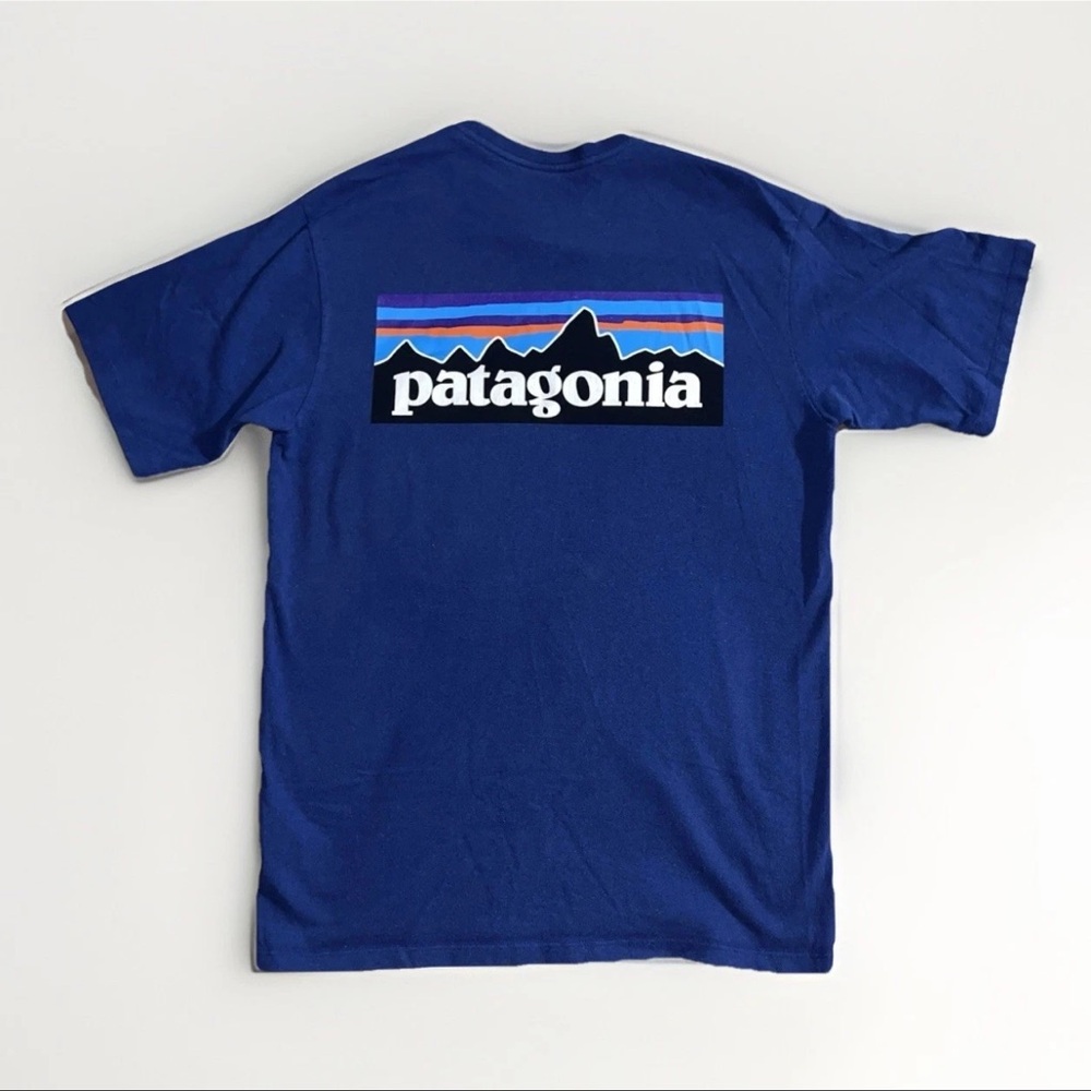 Patagonia Mens Extra Small Organic Cotton Graphic T Shirt Tee Top Blue Graphic